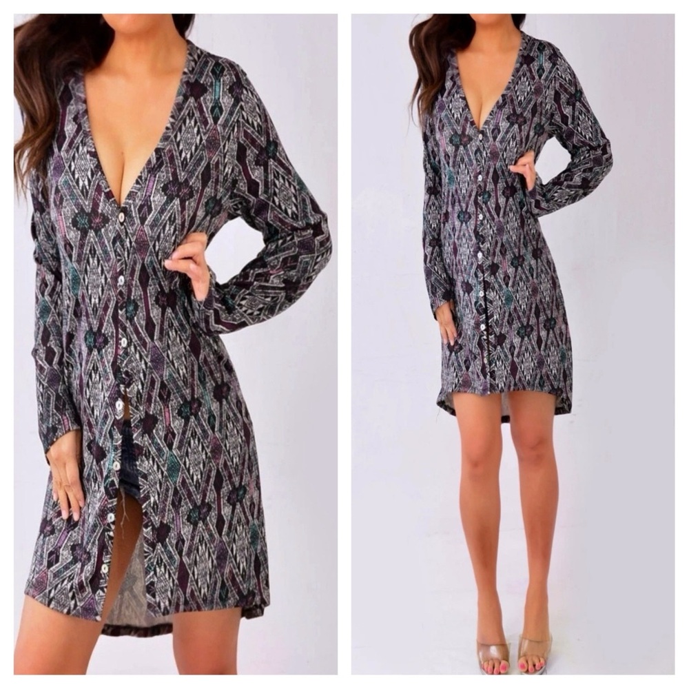 About A Girl Multicolor Patterned Cardigan